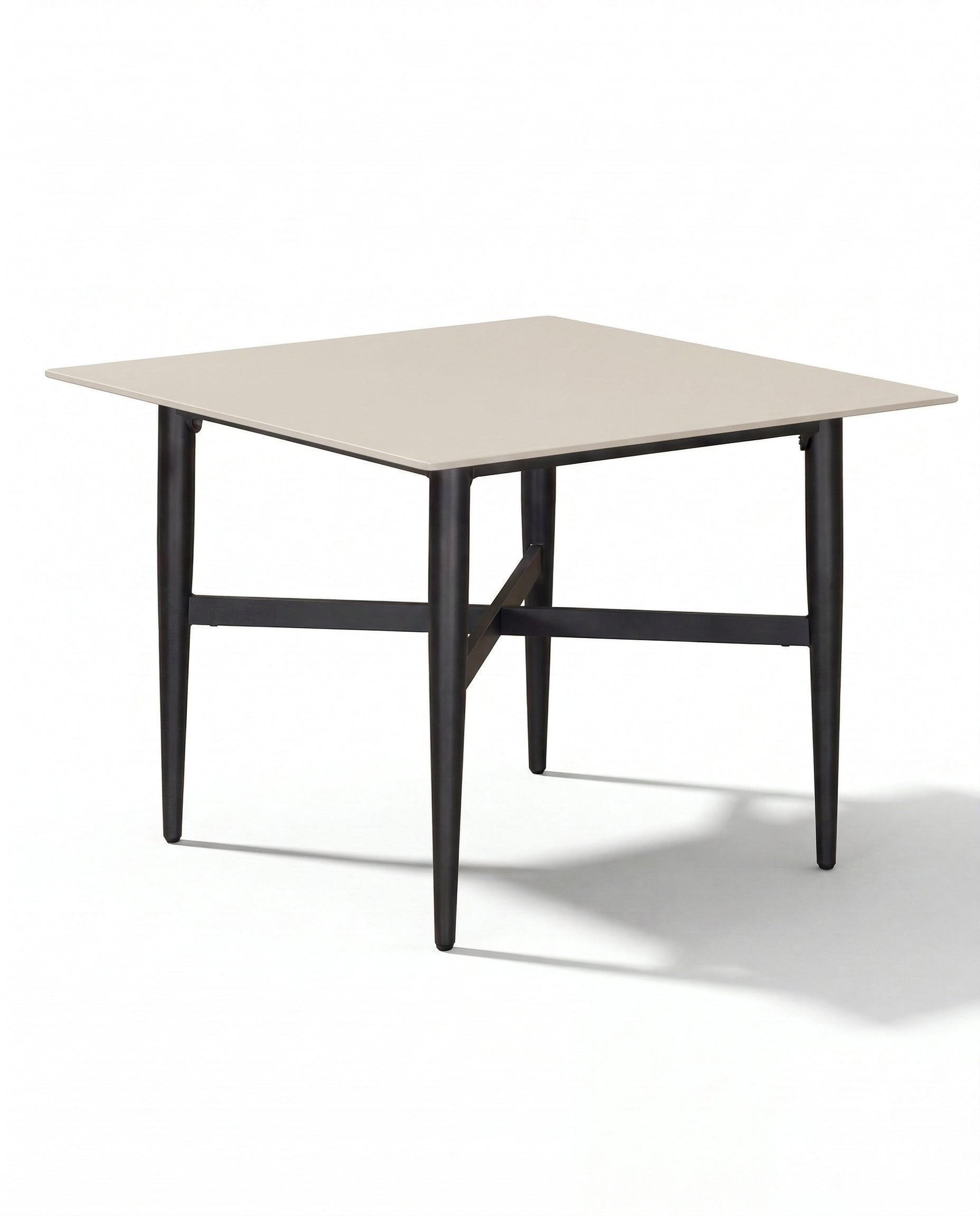 Hensen Beige Outdoor Dining Table With Black Legs