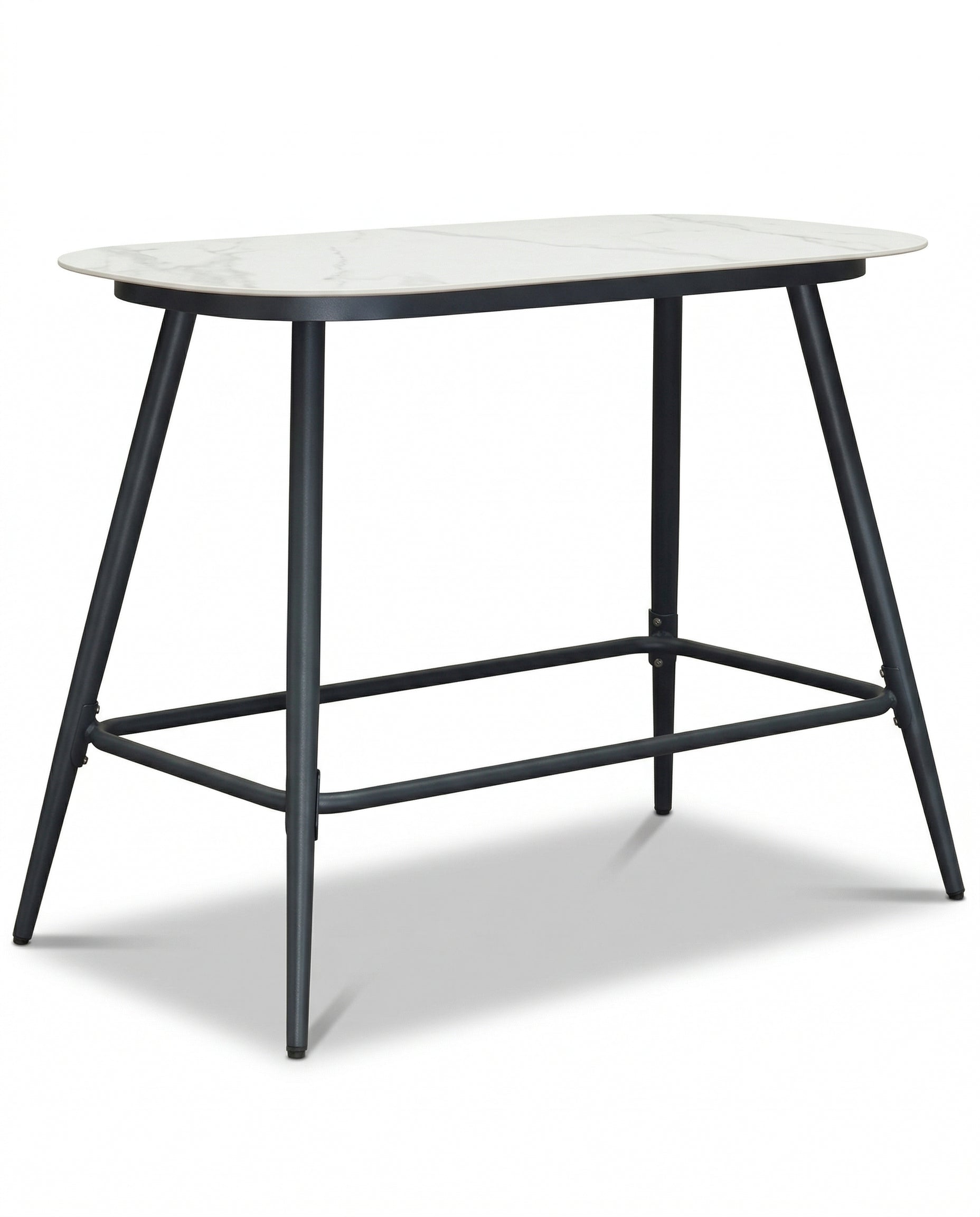 Auckland White Outdoor Bar Table With Black Metal Legs