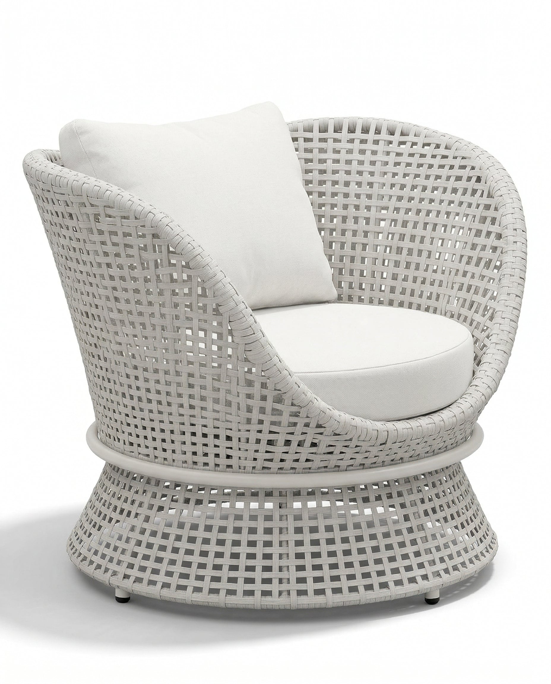 Babylon Off-White Outdoor Lounge Chair With Grey Woven Base
