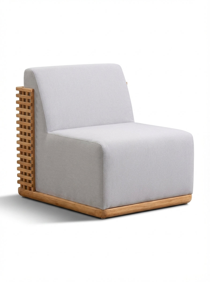 Yosemite Natural Wood Outdoor Lounge Chair with Light Grey Cushion