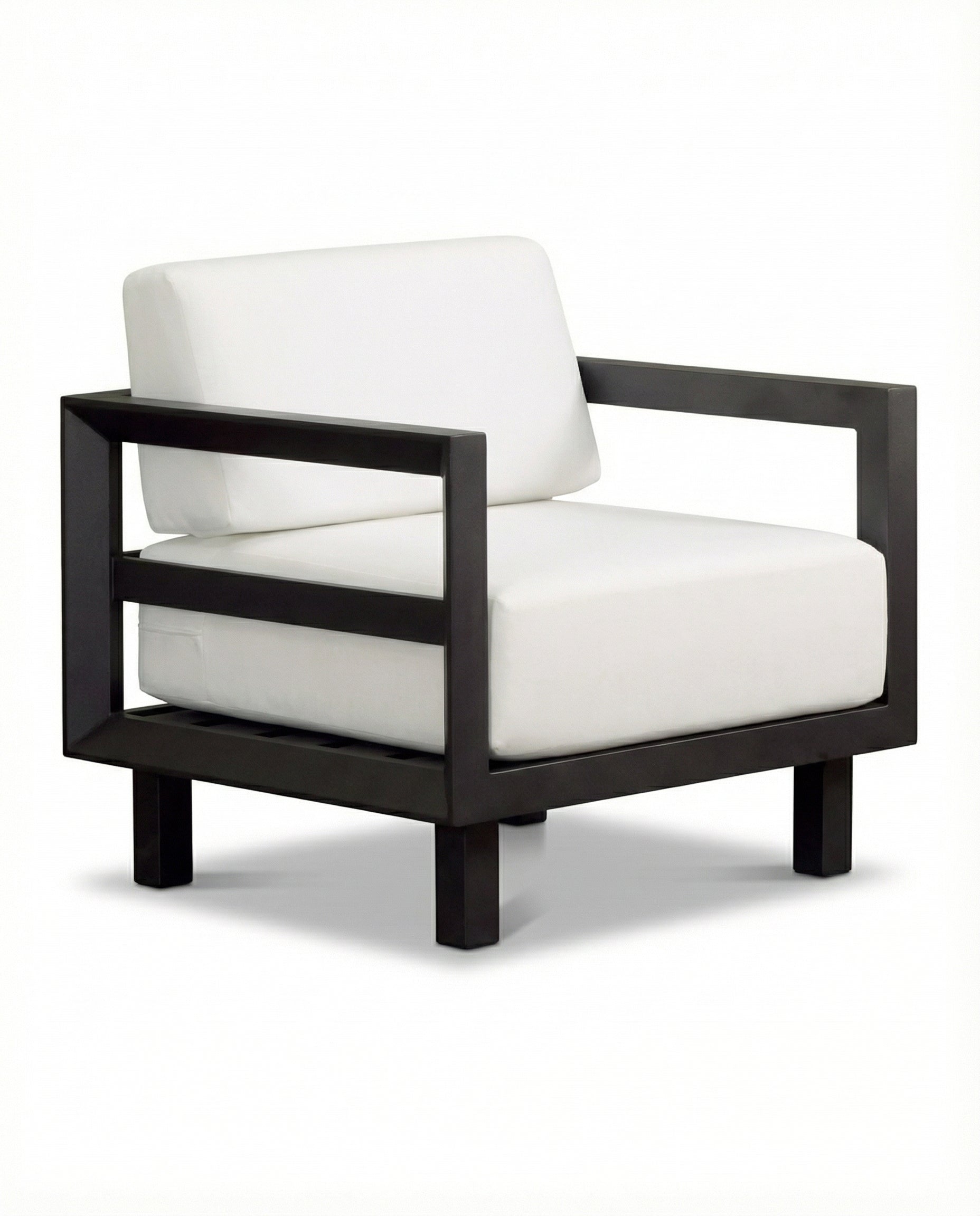 Trophy White Outdoor Lounge Chair With Metal Black Legs