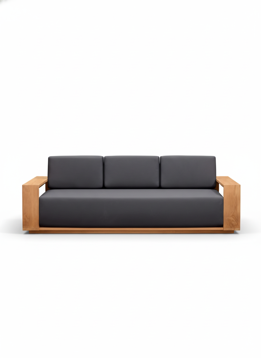 Philadelphia Dark Grey Outdoor Wooden 3-Seater Lounge Sofa