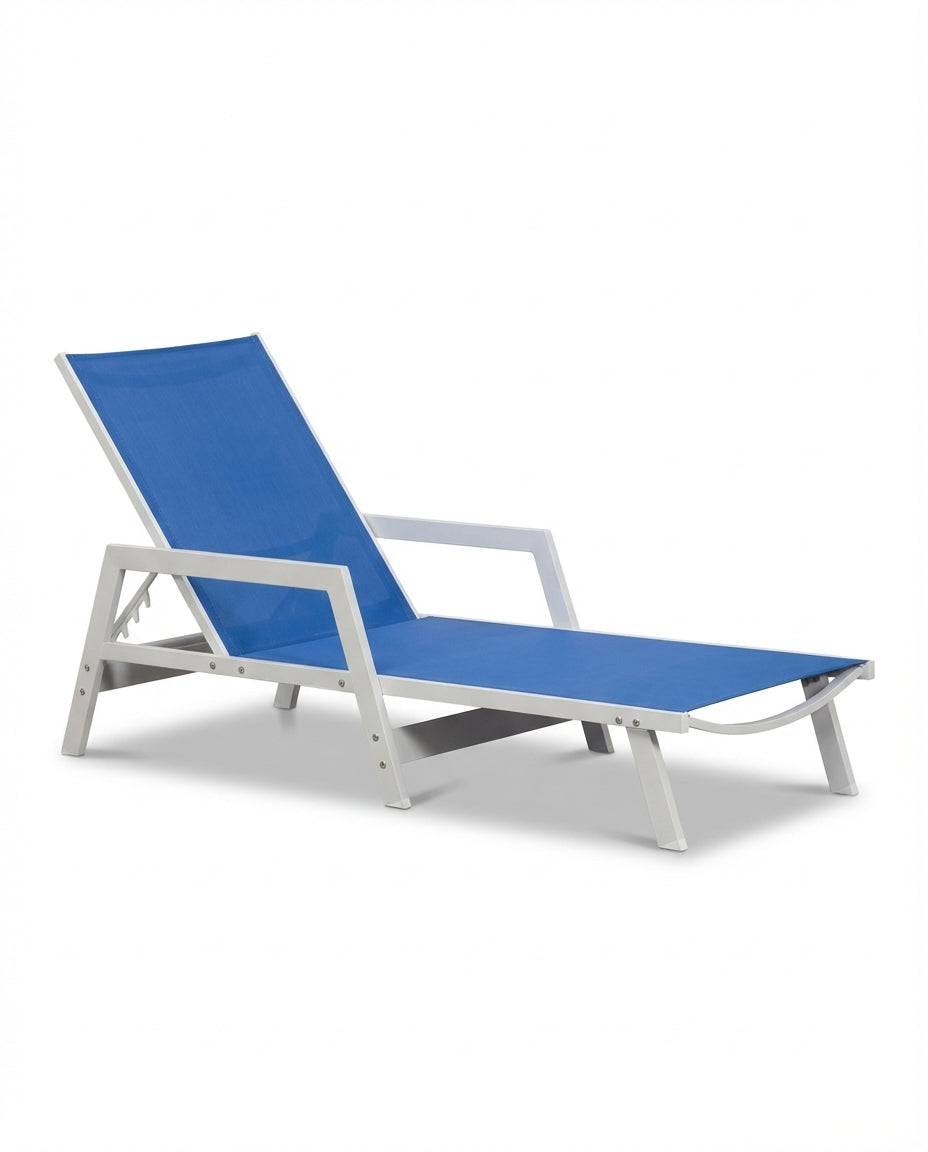 Horizon Blue Outdoor Sunbed With Metal Frame