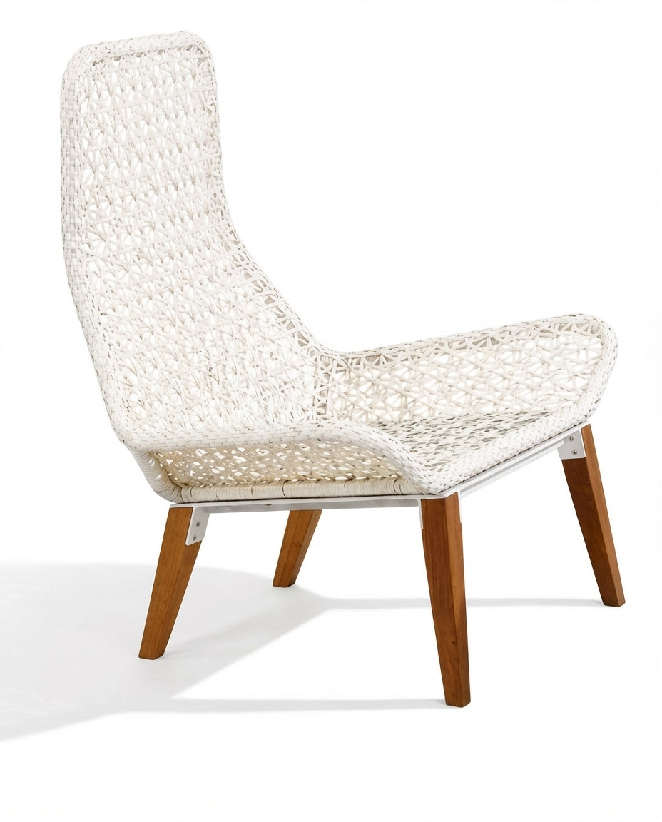 Sevilla Beige Outdoor Accent Chair With Dark Wooden Legs