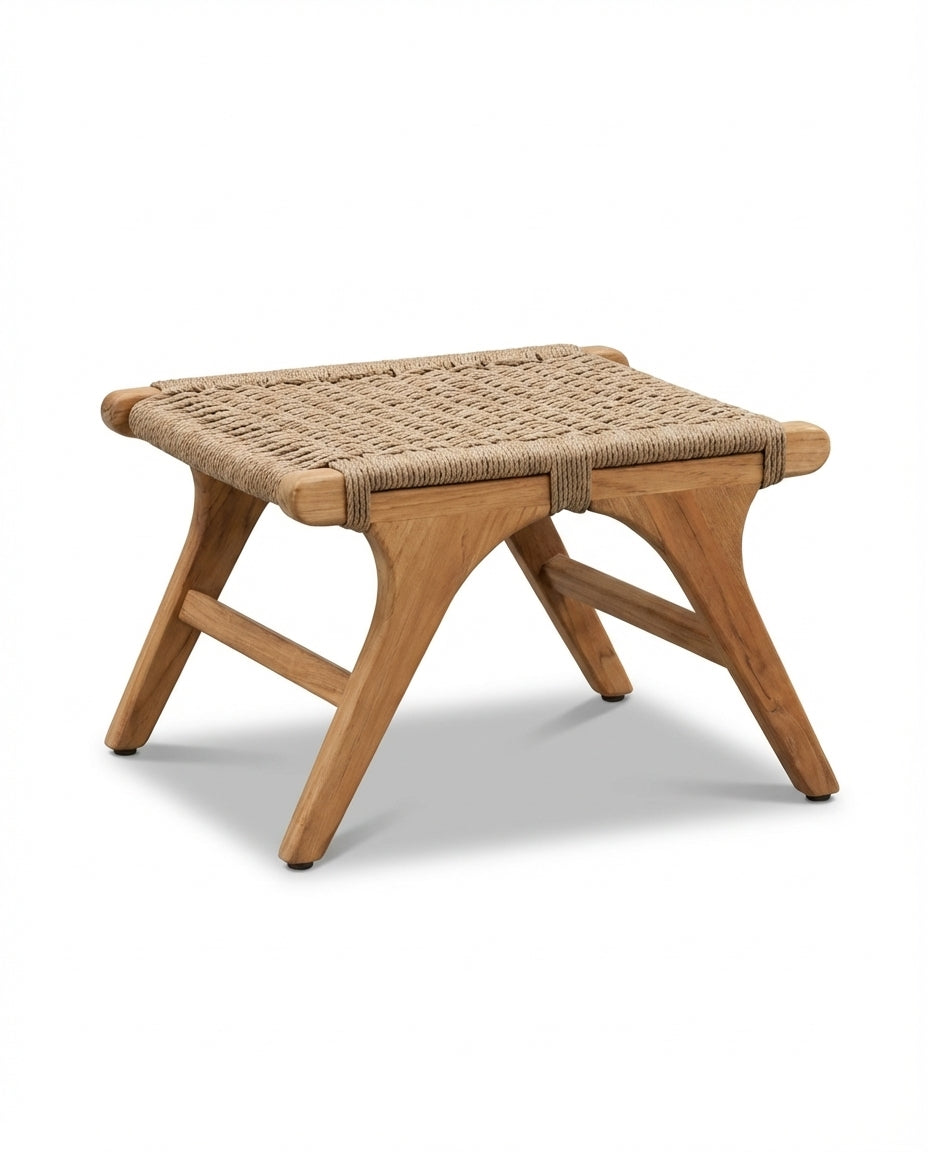 Mallorca Dark Wood Outdoor Footrest With Light Brown Cane Back