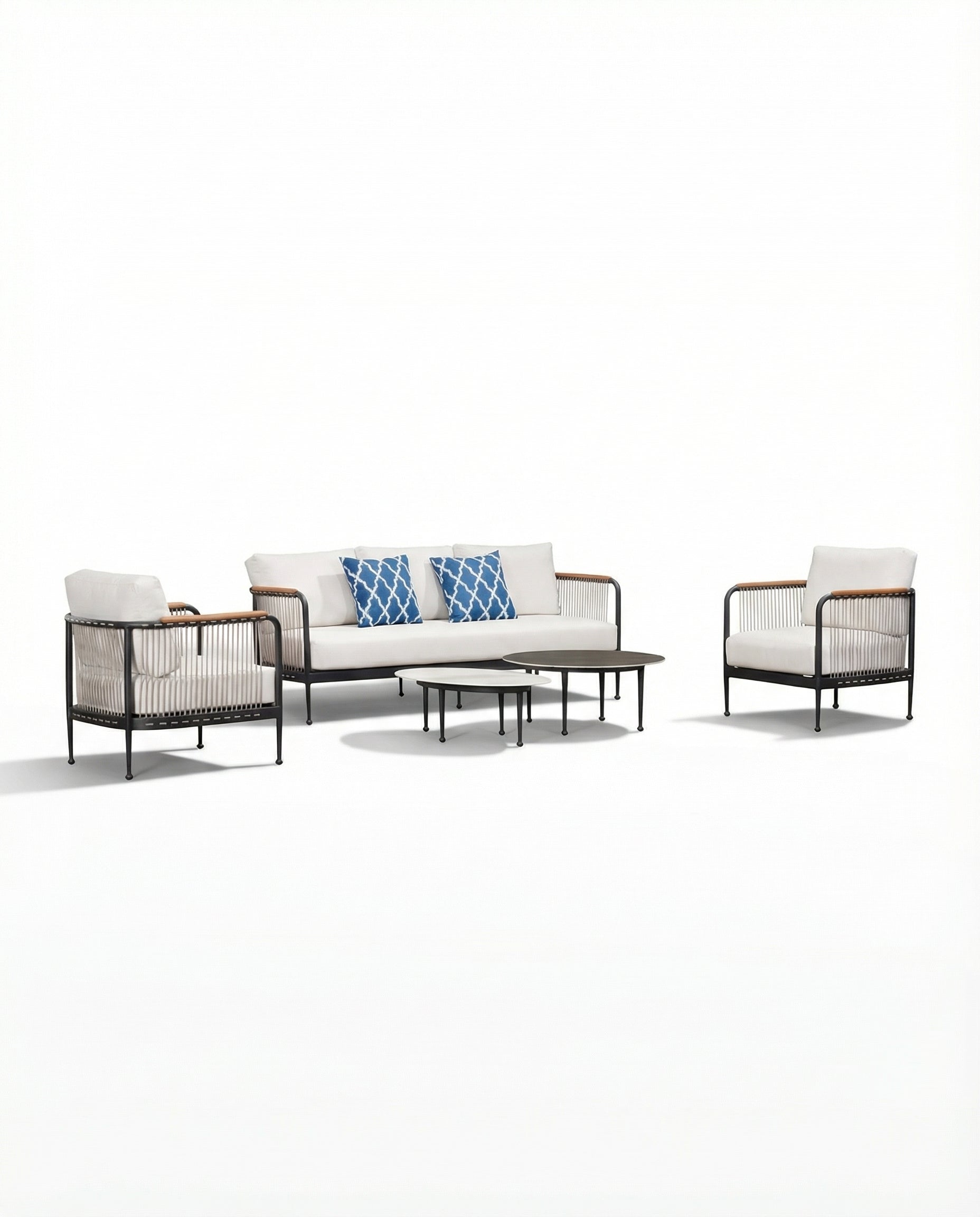 Augusta Black Outdoor Lounge Chair & Sofa With Coffee Tables