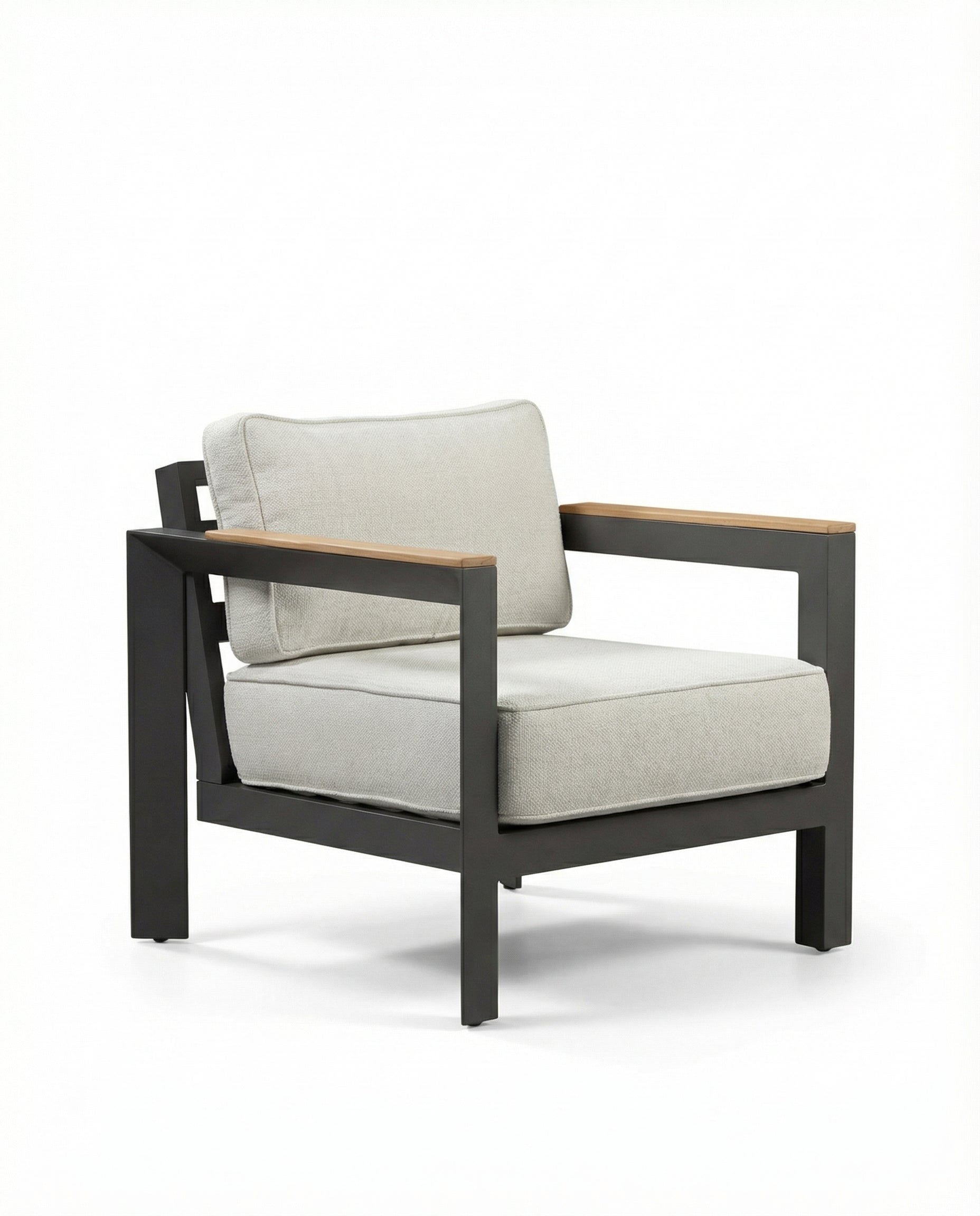 Dallas Black Wood Outdoor Lounge Chair
