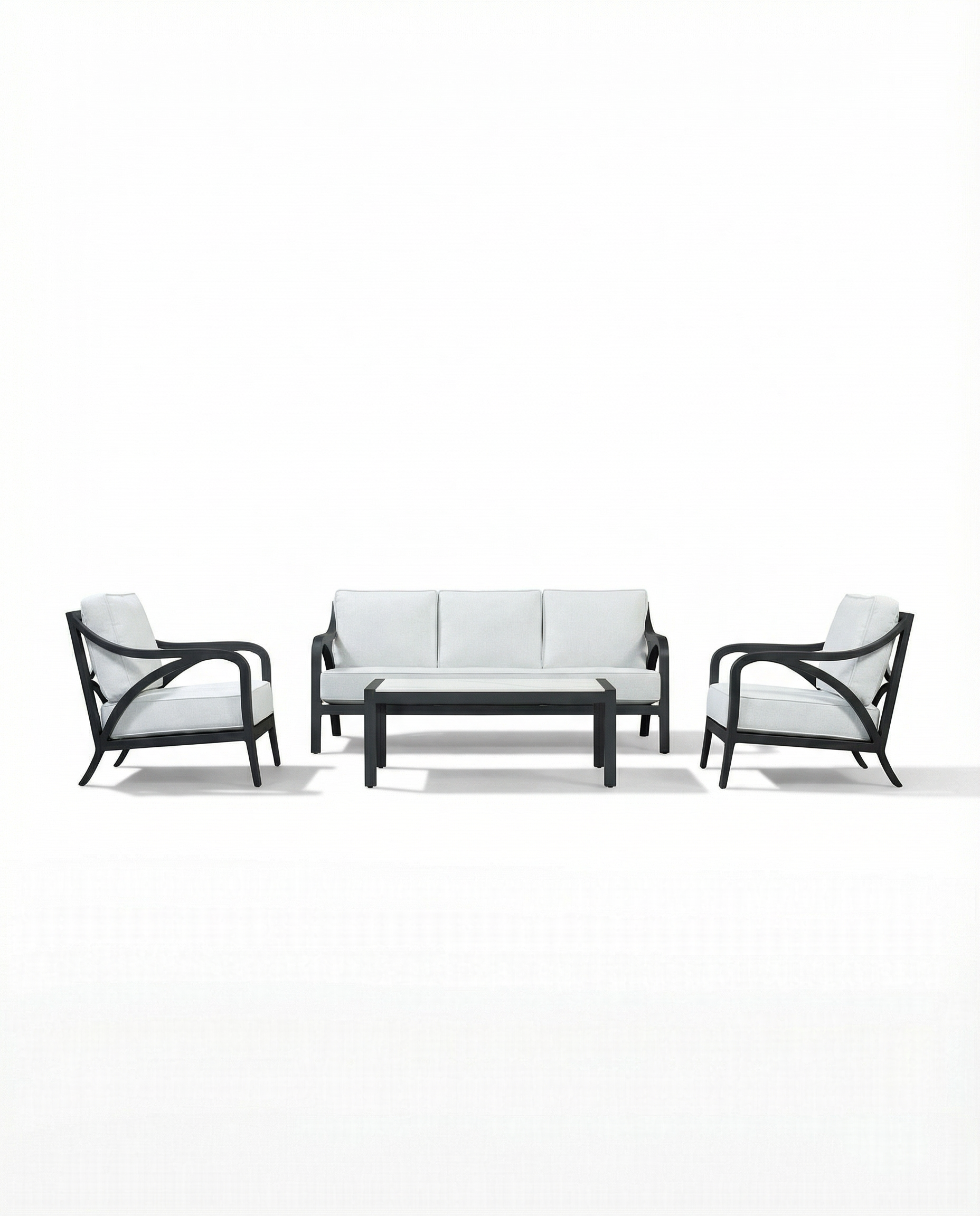 Atlanta Dark Grey Outdoor Lounge Chair & Sofa Set With Coffee Table