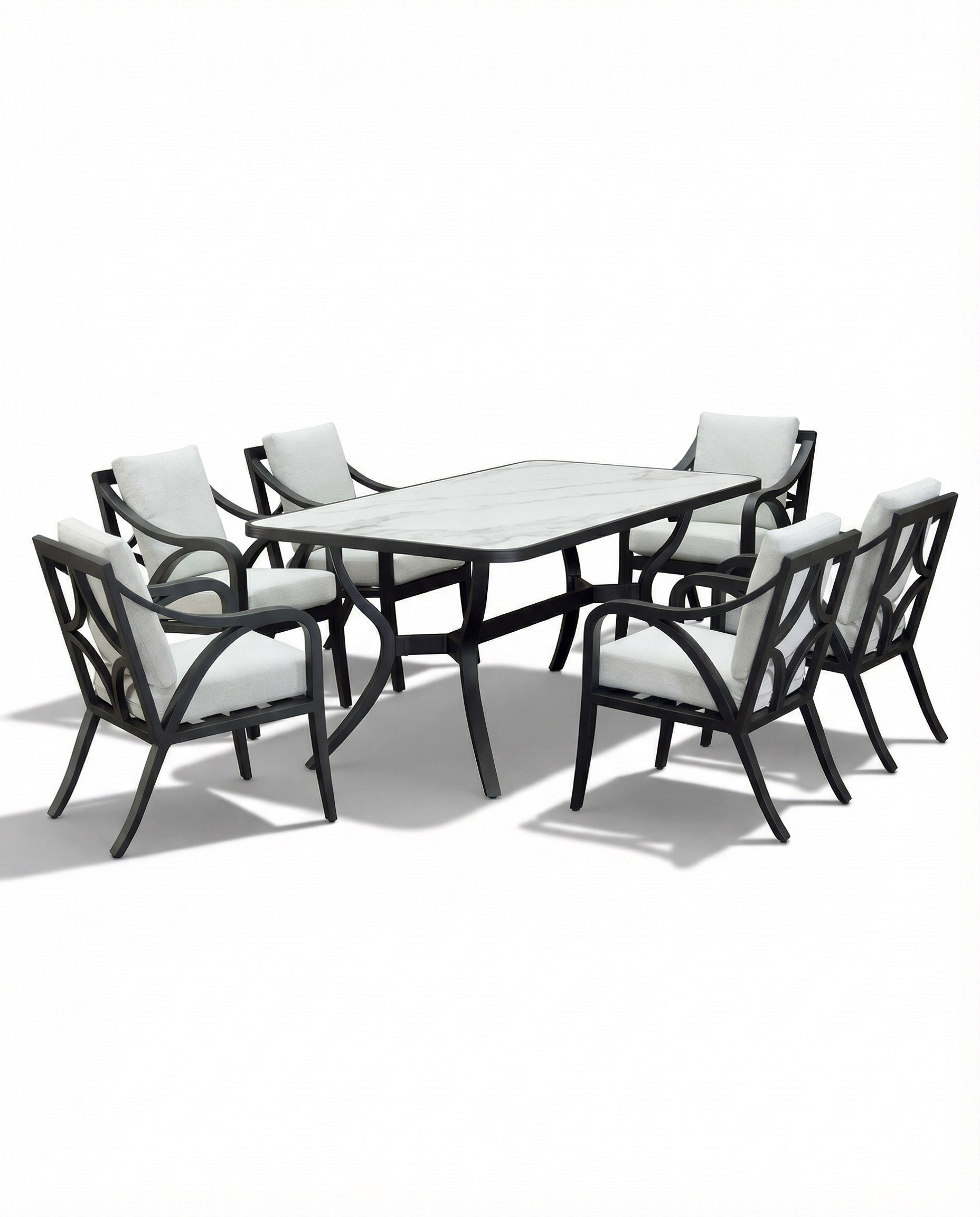 Atlanta Dark Grey Outdoor Dining Chair With Dining Table