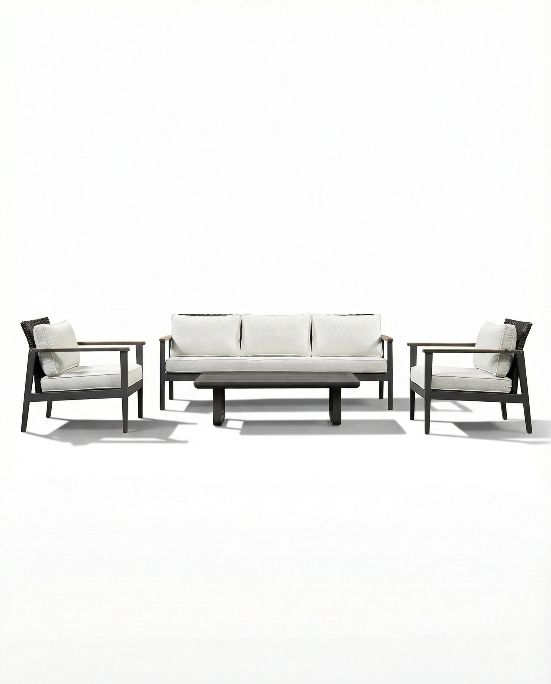 Denver DRK Grey Outdoor Lounge Chair & Sofa Set With Coffee Table