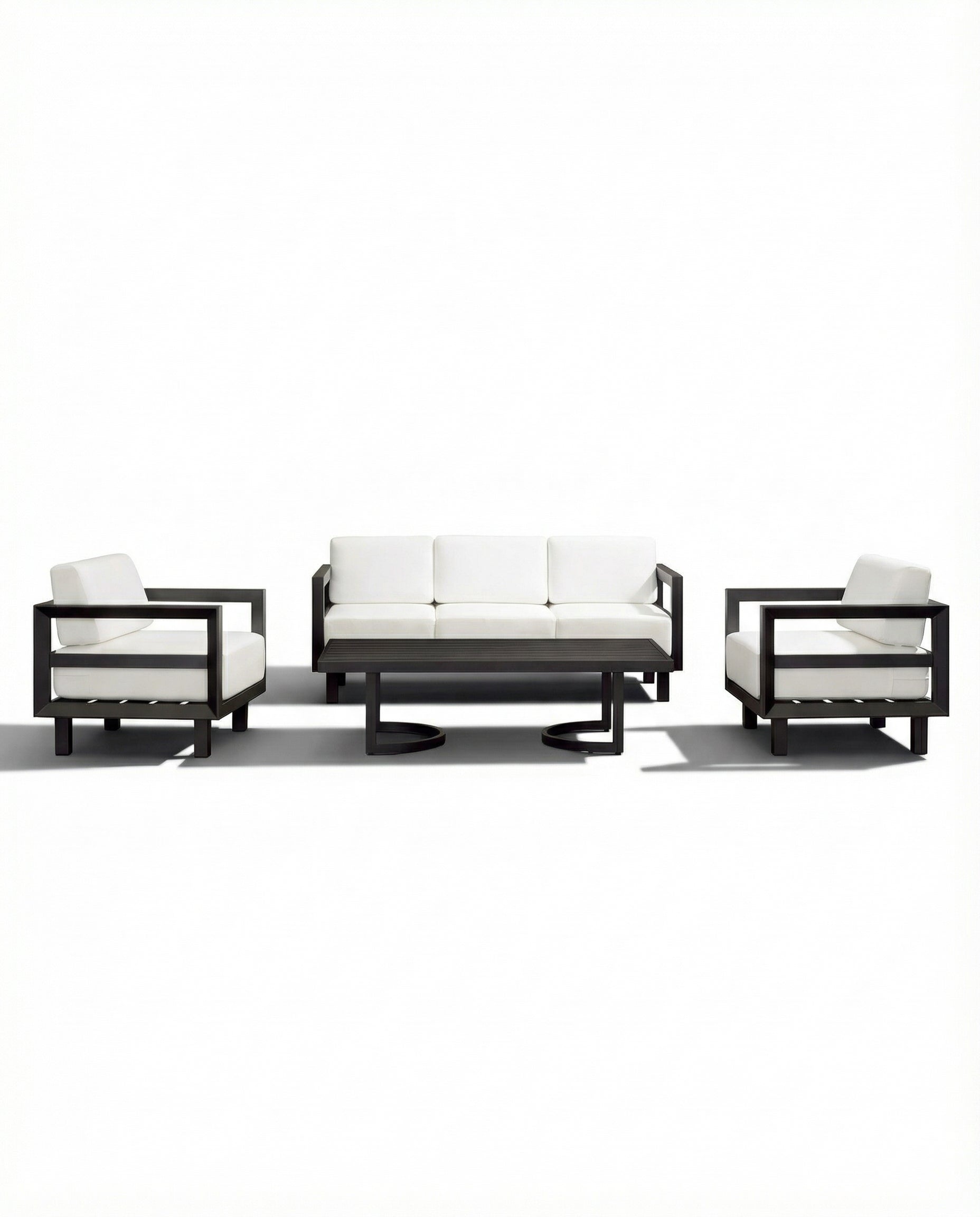 Trophy White Outdoor Lounge Chair & Sofa With Coffee Table