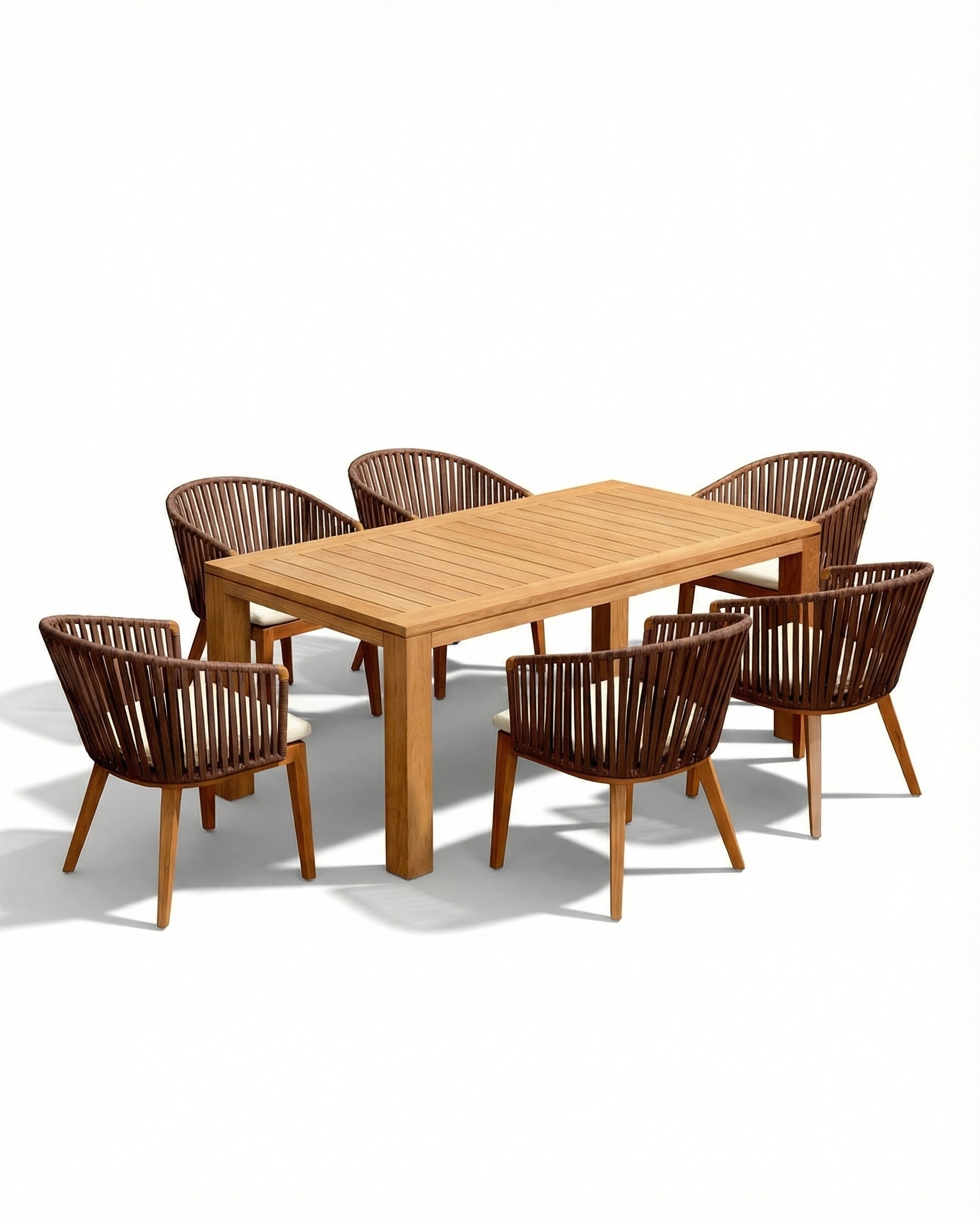 Ibiza Natural Wood Outdoor Dining Chair With Dining Table