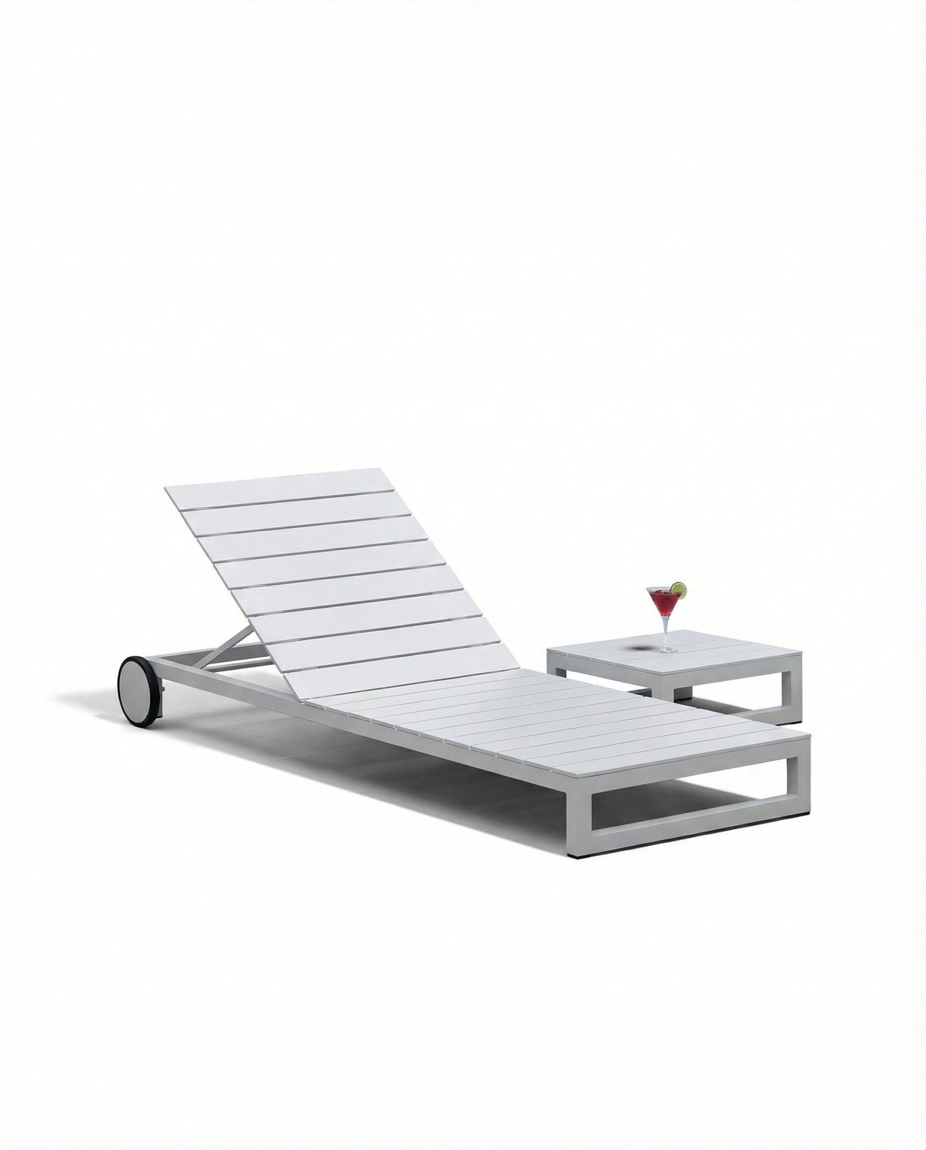 Lilac Light Grey Outdoor Sunbed & Side Table Set