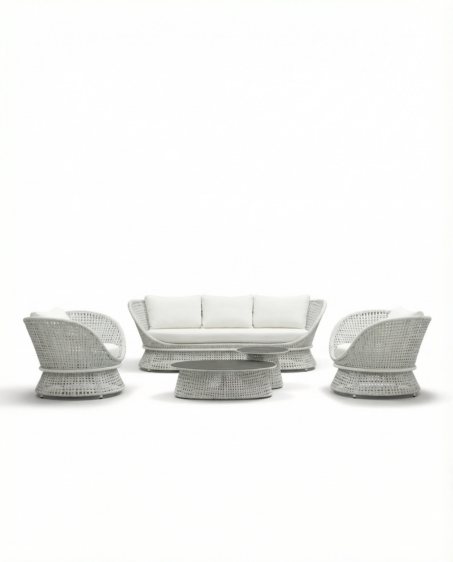 Babylon Off-White Outdoor Lounge Chair & Sofa Set With Coffee Table
