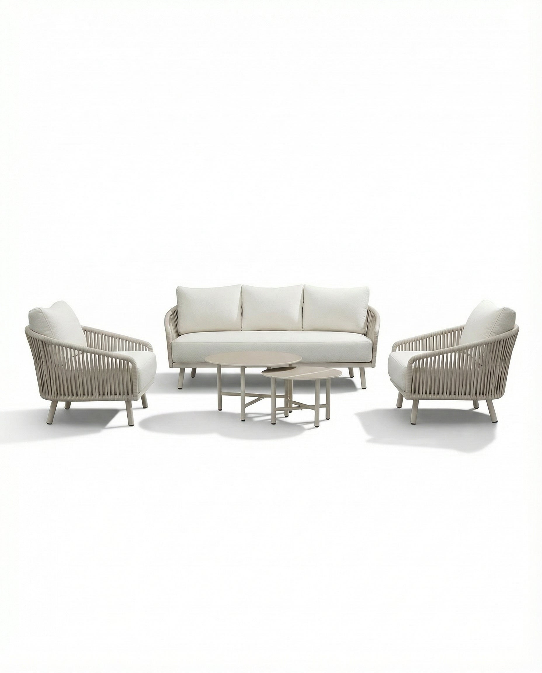 Gothenburg Off-White Outdoor Lounge Chair & Sofa Set With Coffee Tables